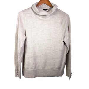 Talbots Petite Lg Beige Wool Blend w/ Metallic Sparkle Mock Turtle neck Sweater